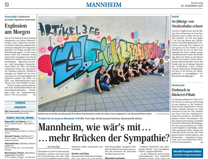 Read more about the article Mannheim, wie wär’s mit… mehr „Brücken der Sympathie“?